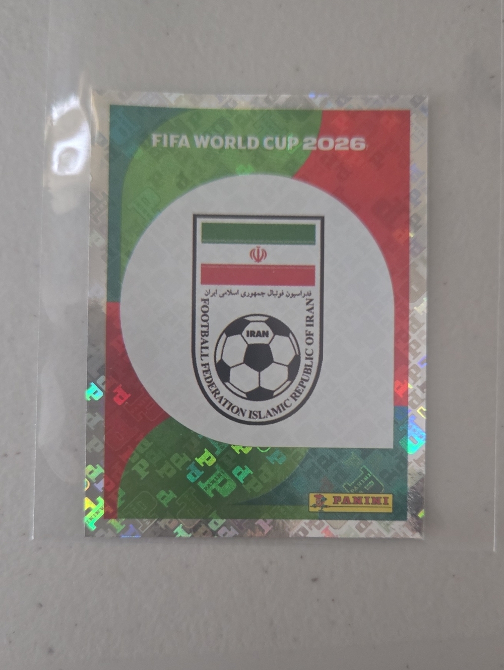 Panini Iran Team Sticker - Green, Red, White